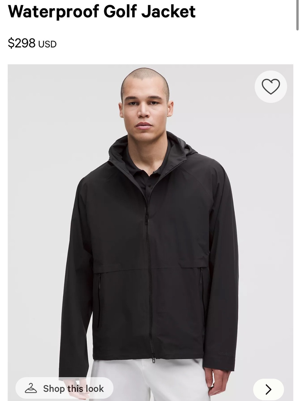 Lululemon Waterproof Golf Jacket - Black